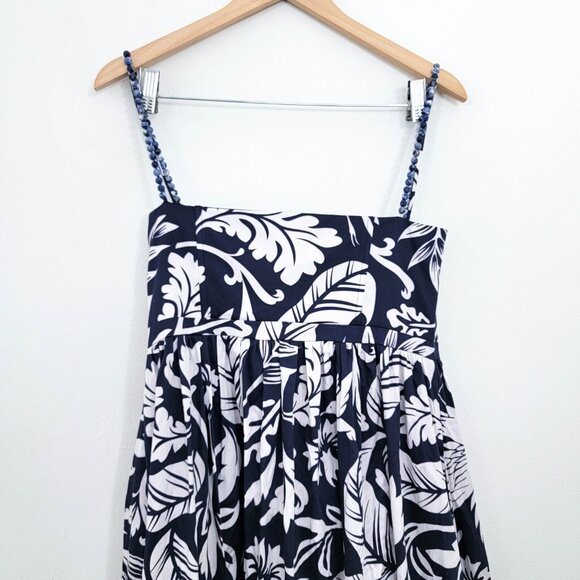 Andres Otalora Atlantico Cotton Poplin Midi Dress In Navy Print 8 - Picture 7 of 12